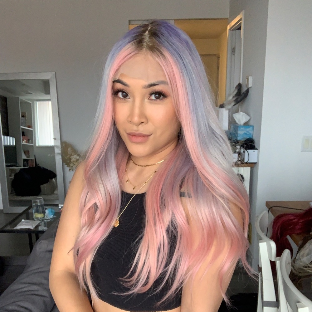 Multi coloured candy 100% human hair full lace wig